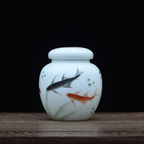 Tea leaf jars ceramic small pieces hand painted Jingdezhen Antique Porcelain Decoration Pendulum Pieces Retro Furniture Fish Leu Pink Color Porcelain