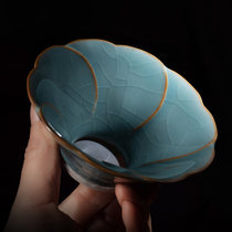 Hengfu Kungfu Tea Set Jingdezhen Tea Ceremony Accessories Ceramic Tea Leak Tea Filer Kiln Tea Leak Group (Sky Blue)