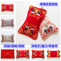 Baby Red Tiger pillowcase cotton newborn baby embroidery five poisonous silkworm sand pillow buckwheat shell safe dragon and phoenix pillow