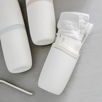 Simple Nordic style travel towel toothbrush storage bottle Portable toothbrush cup Toothpaste towel storage tank Washing cup