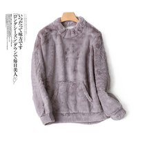 2523 2020 new Korean version womens dress pure color fashion Coral Fleece coat round collar warm cover head long sleeve blouse