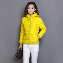 Autumn and winter cotton coat womens short hooded light candy color jacket Womens Korean version of thin fashion quilted jacket student cotton clothes