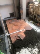  New red brick Hexagonal antique red brick Mandarin duck kiln Red brick Antique garden floor tiles Ancient building decoration Chinese style brick