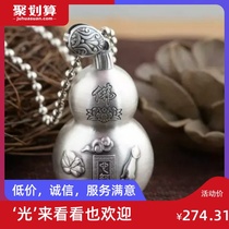 s999 heart sutra foot silver gourd pendant sterling silver women retro long sweater chain Ethnic style Thai silver necklace pendant