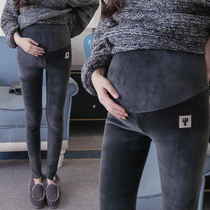 Pregnant womens winter cotton pants Pregnant womens pants wear thick and velvet fashion pregnant womens leggings warm pants in winter