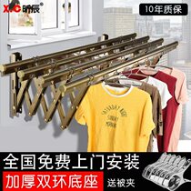 Nucchen balcony outside Push-pull Clotheshorse Outdoor Telescopic Clotheshorse Outside Window Folding Cool Clothes Pole Outdoor Sunburn Rack