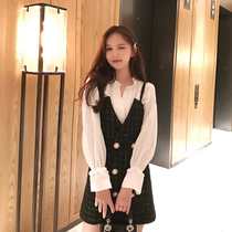 Autumn 2021 New early autumn French dress women slim set suspender skirt fairy Super fairy