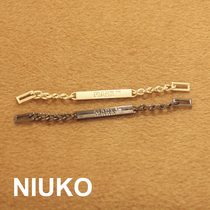 NIUKO clothing accessories Exquisite letter accessories Luggage accessories Gold metal clothing accessories Square chain