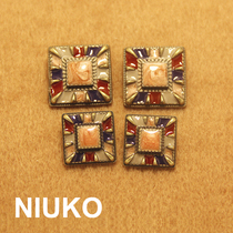 NIUKO square accessories custom ultra-high-end bronze exquisite coat buttons Clothing design buttons DIY