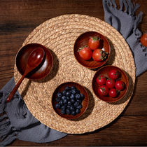 Make Old Red Real Wood Bowls Food Gourmet Photography Pendulum Shooting with Photographed Props Dishes Cutlery Decorations Hem