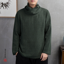  Autumn and winter ancient clothing Chinese style mens linen Hanfu Youth Tang Clothing Buddhist Zen clothing Lay clothes Tea clothing meditation clothing