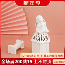 W1962 export European retro white three-dimensional Angel hollow hollow candle holder aromatherapy candle Cup home furnishings