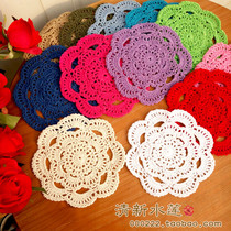 Handmade crochet crochet coaster forest series retro shooting background props decorative pad round off white 16cm