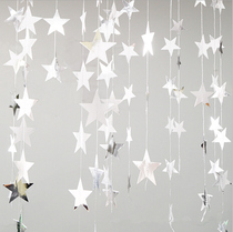 Gold Silver Card Paper Mirror Pentagram Stars Wedding House Decoration Laflower Shop Window Hanging Accessories Hanging Accessories Childrens Birthday Arrangement Color Flags