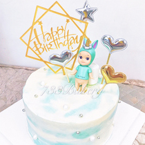 ins net red cake Happy birthday inserts Acrylic Inserts Flag Birthday Cake Decoration Wedding Dessert Terrace Arrangement