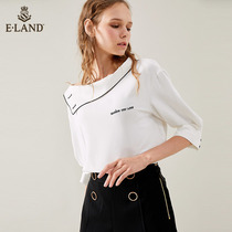 ELAND clothes love spring summer fashion temperament sweet professional thin embroidery word collar shirt top Lady