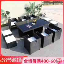 Outdoor Rattan table and chairs Leisure Balcony Patio Outdoor Rattan chair Leisure Garden Terrace Knitted table and table European style