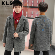 Childrens woolen coat boy 2021 new long Korean version of autumn and winter clothes in the big children thick woolen coat tide