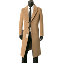 New mens cashmere coat extended Korean slim coat woolen double-sided velvet tide business high-end leisure