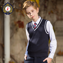 Primary school students  school uniforms class uniforms mens and womens childrens V-neck sweaters childrens knitted waistcoat wool vest spring and autumn clothing