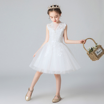 Childrens Gown Princess Dress Girl Fluffy Yarn Host Piano Plays Out of a little girl Ocean Flowers Fairy Wedding Dress