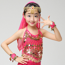 Promotional childrens belly dance costume childrens Indian dance show costume kids chili belly top multi-color
