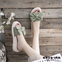 Japanese GP slippers ladies bow new fashion outer wear all-match thick bottom out summer beach shoes women