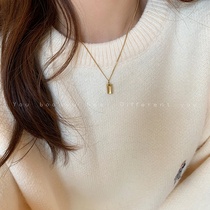 Zhaocai small gold bar pendant necklace female light luxury niche design high sense accessories simple small gold brick sweater chain