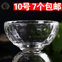 Tibetan Buddhist supplies 10CM transparent crystal water supply cup Water supply bowl Seven for eight for glass holy water cup