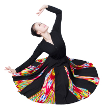 Square dance Xinjiang Uighur dance practice skirt Large skirt Long skirt National dance costume Mongolian dance skirt