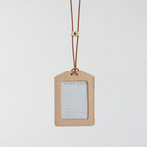 MISKSOLA retro handmade tanning leather work certificate cutting sleeve with hanging rope genuine leather upscale vertical and single side transparent