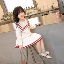 Hong Kong Fall Girls Fashion Fashion Suit Academy Navy Wind Knit Sweater Womens Baby 100 Hitch Short Dress