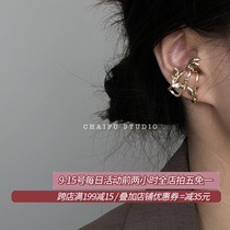 Chaifu studio E575 INS Wind advanced personality curved branches and leaves temperament versatile three-dimensional ear studs