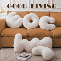 Nordic abstract geometric plush pillow knotted white wave cushion celebrity decoration rabbit velvet pillow living room sofa