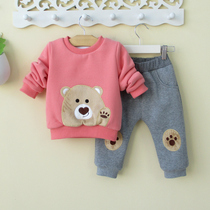 Children men baby Autumn and Winter children wai chu fu 1-3 years old 0 years old baby winter clothes thickened two-piece set
