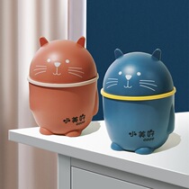 Desktop Trash Cans With Cover Mini Cover Cartoon Styling Cute Little Trash Can Day Style Household Debris Bucket