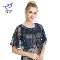 2020 new 1920s sequin jacket mesh veil canopy shoulder European and American short shawl outside party party banquet small cape