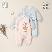 gb Good Children Baby autumn and winter one-piece clothes warm newborn thick jumpsuit lace-up jumpsuit out