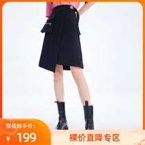 (Mall same section) LILY2021 autumn new womens dress sweet and high waist irregular medium length slim half-body dress