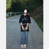 High waist conspicuously skinny jeans Women 2022 Summer thin section 100 lap covety straight drum Pants Hot Brother-in-law Tide