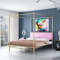 Nordic golden double bed American country wrought iron bed modern minimalist princess bed 1 8m large bed curtain bed