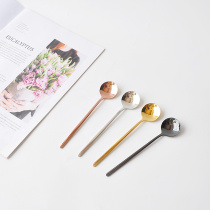 Forest Bear Nordic Minimalist Style Stainless Steel Gilded Silver Plated Coffee Spoon Small Round Dot Ice Cream Spoon Sweet Spoons