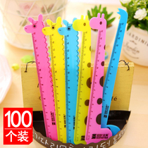 Creative Stationery Giraffe Elementary School Kids Plastic Cartoon Ruler 15cm Suit Cute Children Ruler Supplies Wholesale