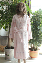 Yingyu bathrobe Pure cotton bathrobe Printed checkered towel Terry material for men and women lovers bathing nightgown swimming