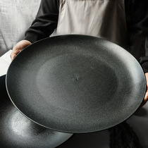 16 inch king size ceramic plate Hotel restaurant special seafood plate platter Extra large fish pure white flat light plate black
