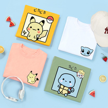 Pikachu joint t-shirt Childrens girls cotton short sleeve boys half sleeve summer baby tide children parent-child top clothes