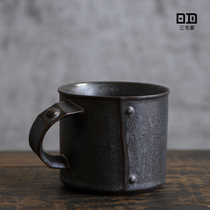 Very home coffee cup Black metal glaze Cappuccino coffee cup Italian original coffee cup handmade cup