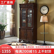 American solid wood two-door bookcase Corner bookcase European corner two-door bookcase Free combination bookcase Study furniture