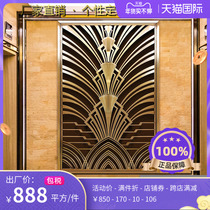 Customized stainless steel screen partition porch aluminum background wall brushed bronze without fingerprint European light luxury style