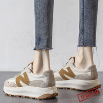 Hong Kong Tide Network red leather leather shoes in 2022 daddy shoes in tide and sports casual womens shoes